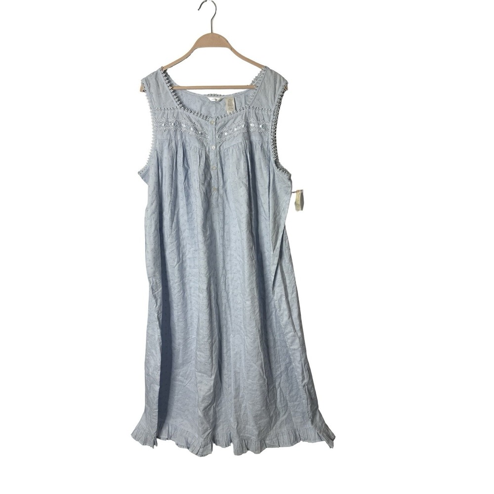 Adonna woman sz 2X blue nightgown cottagcore lace embrodiered new